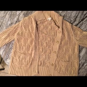 Tan Threaded Button Down Cardigan